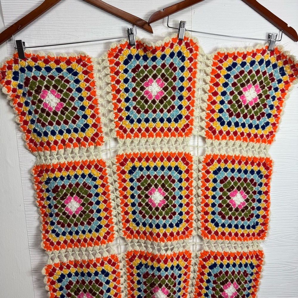 Colorful Granny Square Crochet Blanket - Picture 2 of 9
